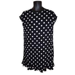 Popsugar A Line Dress‎ Women Sz S Polkadot Sleeveless Black White NWT